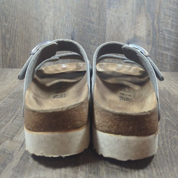 Papillio Birkenstock Silver Metallic Arizona Platform Sandals Womens Sz 8 EU 39 - Picture 7 of 13